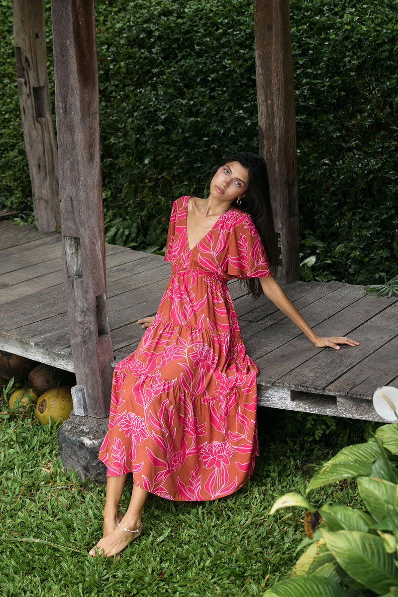 Mariana Dress in Garden 'Awapuhi (Sienna)