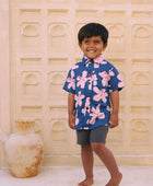 Maverick Button Up in Koki'o Blossom (Navy)