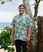 Men's Kahana Button-Up in Koki'o Blossom (Teal)