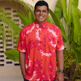 Men's Kahana Button-Up in Lei Pua (Retro Orange)