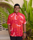 Men's Kahana Button-Up in Lei Pua (Retro Orange)