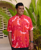 Men's Kahana Button-Up in Lei Pua (Retro Orange)