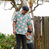 Men's Kahana Button-Up in Koki'o Blossom (Teal)