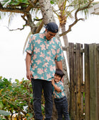 Men's Kahana Button-Up in Koki'o Blossom (Teal)