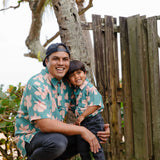 Men's Kahana Button-Up in Koki'o Blossom (Teal)