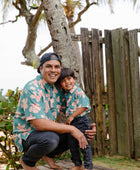 Men's Kahana Button-Up in Koki'o Blossom (Teal)