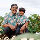 Men's Kahana Button-Up in Koki'o Blossom (Teal)