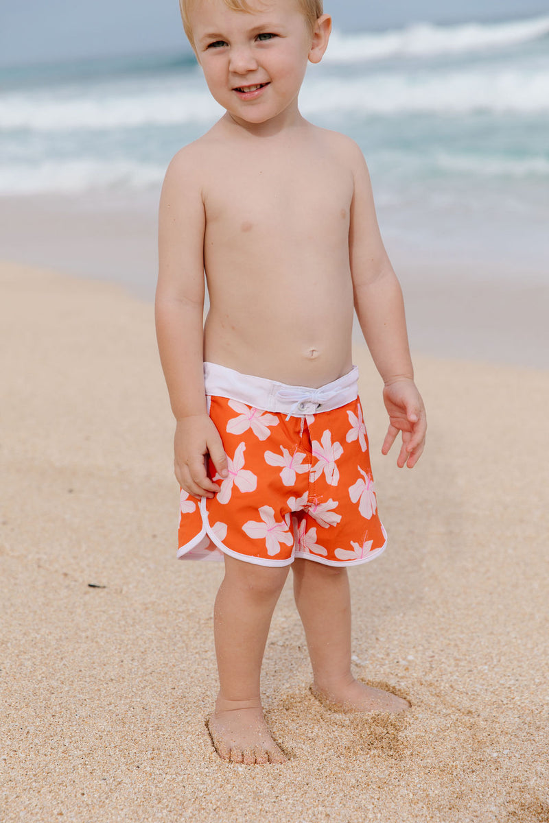 Shorebreak Boys Board Shorts in Koki'o Blossom (Tangerine)