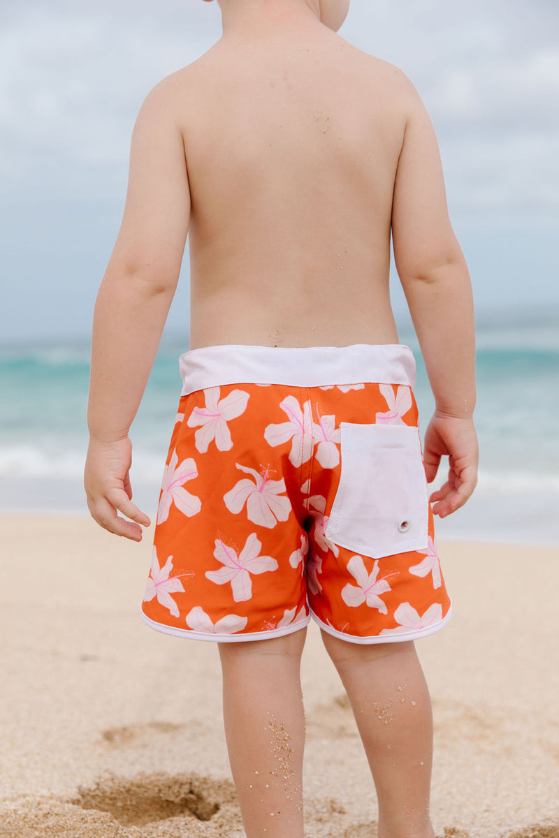 Shorebreak Boys Board Shorts in Koki'o Blossom (Tangerine)