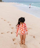 Tide Pools Girls Long Sleeve Swim in Koki'o Blossom (Tangerine)
