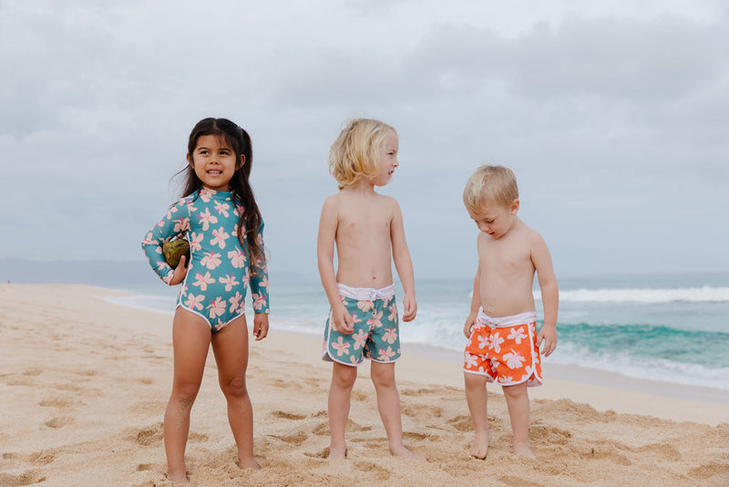 Shorebreak Boys Board Shorts in Koki'o Blossom (Tangerine)