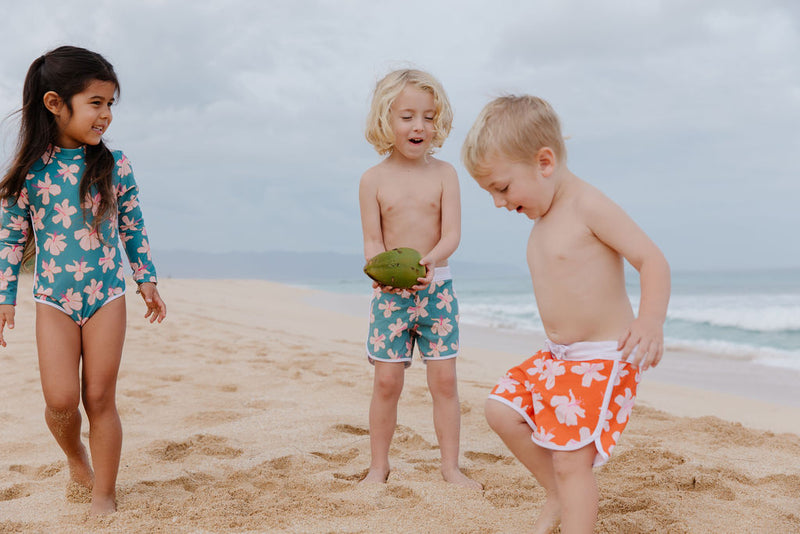 Shorebreak Boys Board Shorts in Koki'o Blossom (Tangerine)