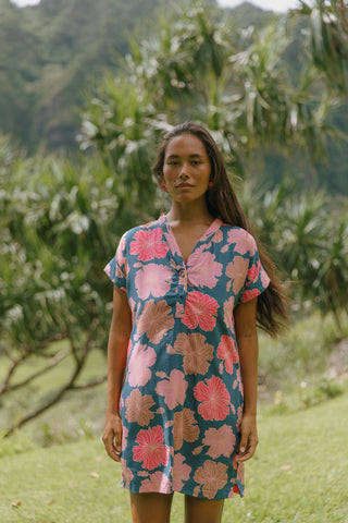 Momi Dress in Hibiscus at Dusk