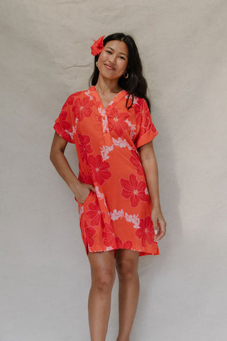 Momi Dress in Lei Pua (Retro Orange)
