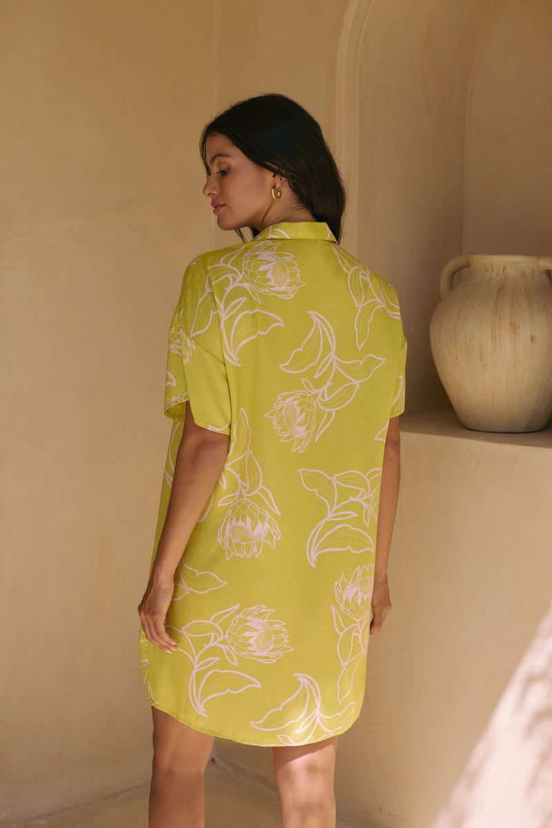 Rhea Dress in Protea (Melon)