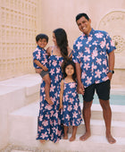 Men's Kahana Button-Up in Koki'o Blossom (Navy)