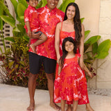 Men's Kahana Button-Up in Lei Pua (Retro Orange)