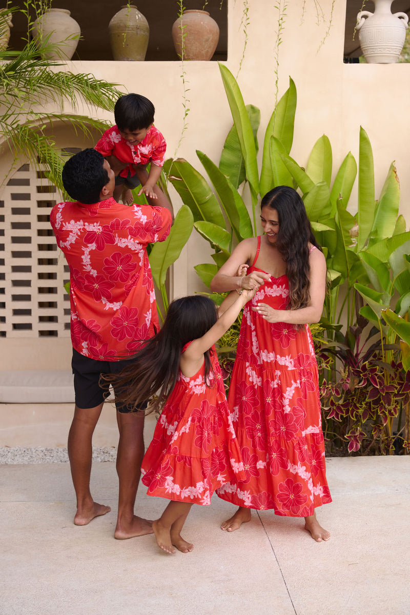 Men's Kahana Button-Up in Lei Pua (Retro Orange)