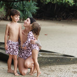 Tide Pools Girls Long Sleeve Swim in Vintage Hibiscus (Coco)