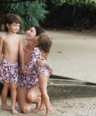 Tide Pools Girls Long Sleeve Swim in Vintage Hibiscus (Coco)