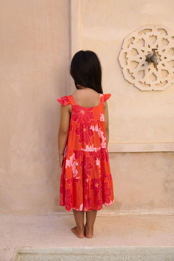 Paisley Dress in Lei Pua (Retro Orange)