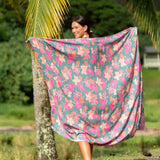 teal pareo with floral pattern 