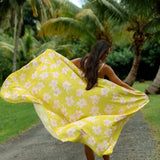bright green pareo with orchid pattern 