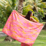 Bright pink pareo with lei pattern 