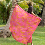 Bright pink pareo with lei pattern 