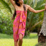 Bright pink pareo with lei pattern 