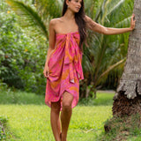 Bright pink pareo with lei pattern 