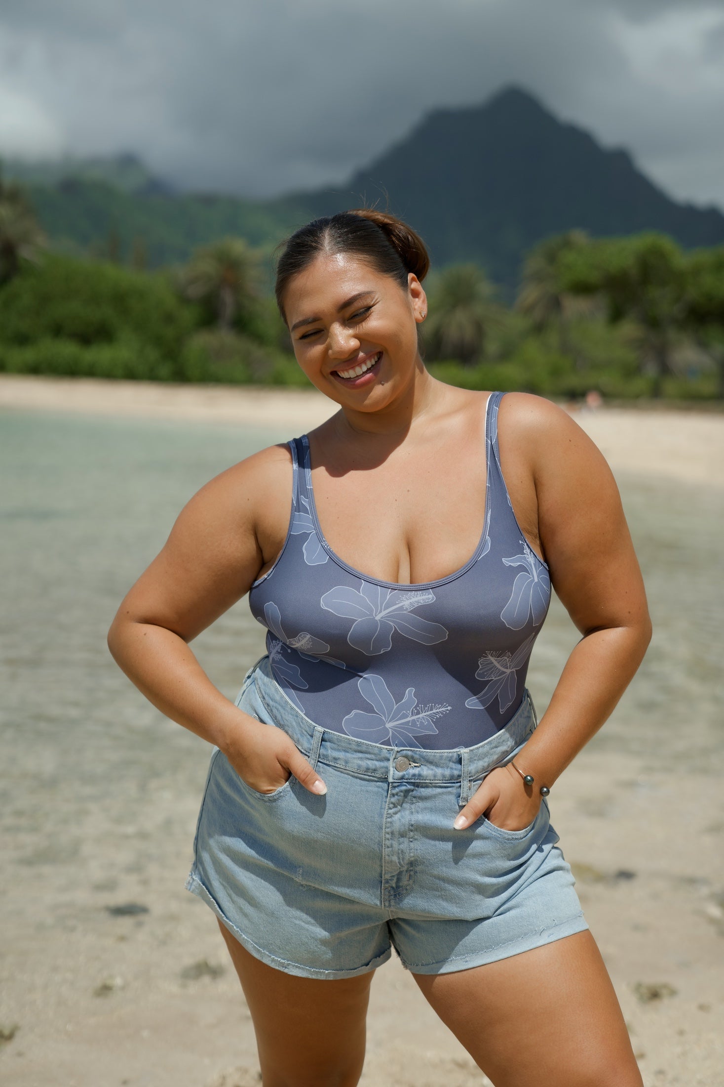 Punahele Bodysuit in Koki'o Blossom Blues