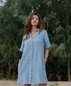 Rhea Dress in Dusty Blue