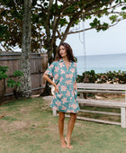 Rhea Dress in Koki'o Blossom (Teal)