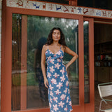 Rika Dress in Koki'o Blossom (Navy)