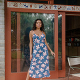 Rika Dress in Koki'o Blossom (Navy)