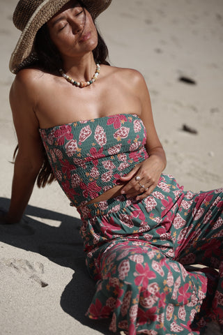 Rumi Bandeau in Shells & Pua (Teal)