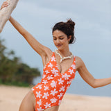 Anini One Piece in Koki'o Blossom (Tangerine)