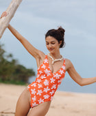 Anini One Piece in Koki'o Blossom (Tangerine)