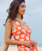 Anini One Piece in Koki'o Blossom (Tangerine)