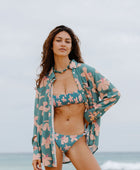 Beach Break Swim Top in Koki'o Blossom (Teal)