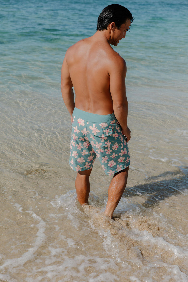 Men's Reef Board Short in Koki'o Blossom (Teal)