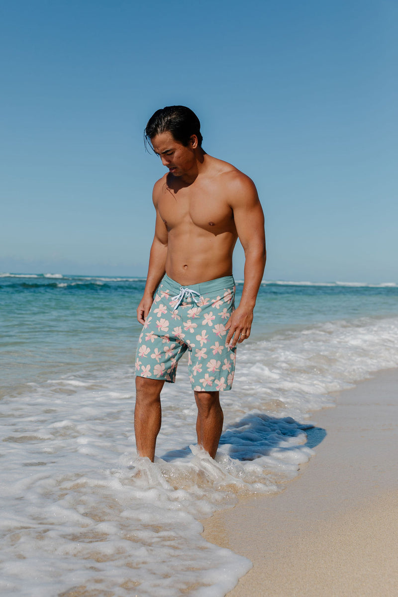 Men's Reef Board Short in Koki'o Blossom (Teal)