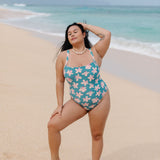 Tide One Piece in Koki'o Blossom (Teal)