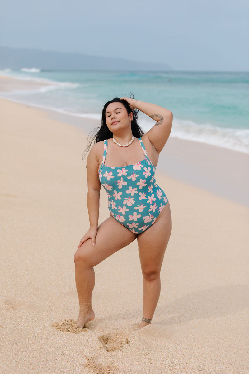 Tide One Piece in Koki'o Blossom (Teal)