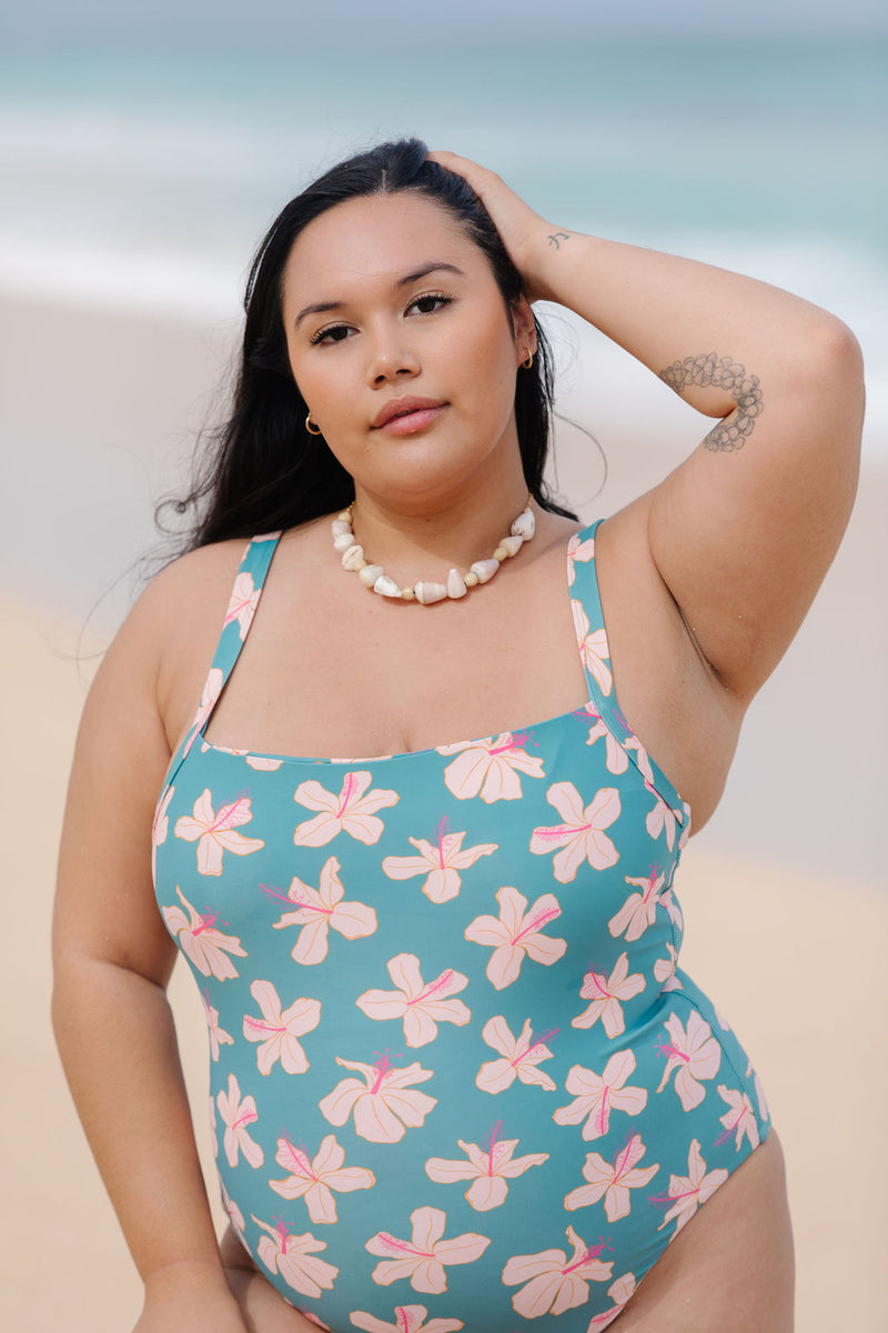 Tide One Piece in Koki'o Blossom (Teal)