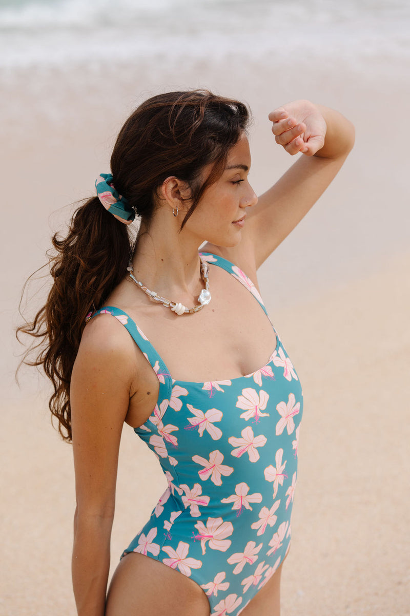 Tide One Piece in Koki'o Blossom (Teal)