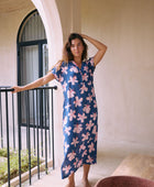 Tide Dress in Koki'o Blossom (Navy)