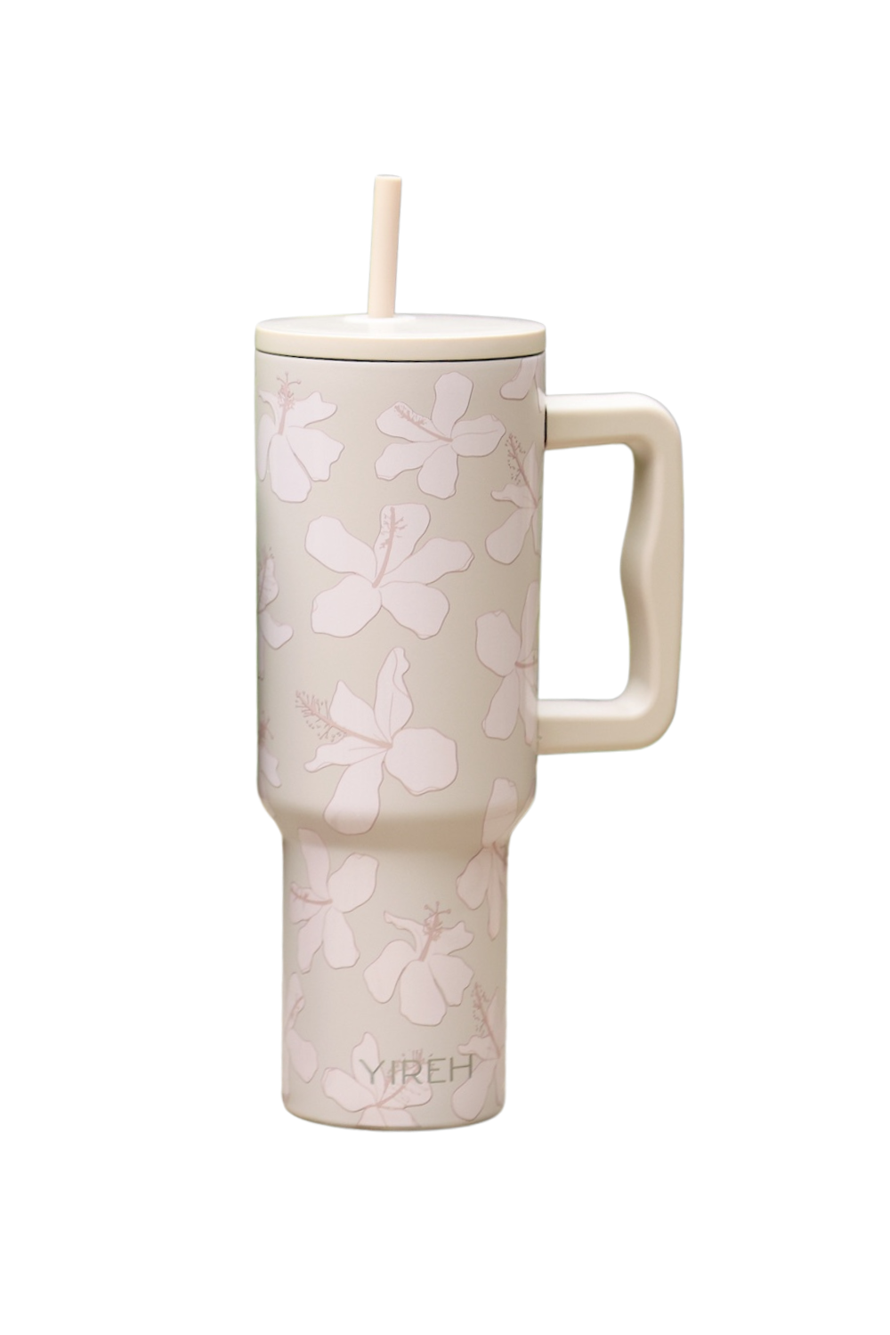 tan tumbler with kokio print