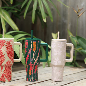 tan tumbler with kokio print